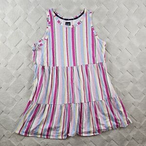 Gap Tiered Mini Dress Womens Extra Large Lightweight Striped Multi Color